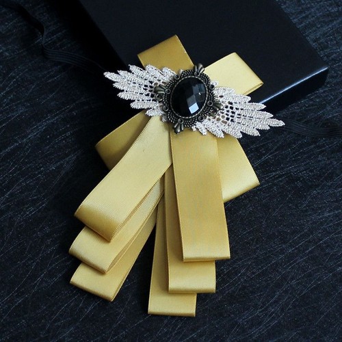 Black Rhinestone Solid Pattern Ties Men Fashion Wedding Business Suits Bow Tie - Picture 33 of 34