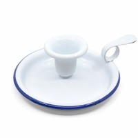 Nostalgie Kerzenhalter KerzenstäNder Kerzenleuchter 🕯️ Emaille Email Weiß Blau