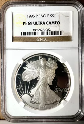 1995-P Proof $1 American Silver Eagle NGC PF69UC Brown Label T-115