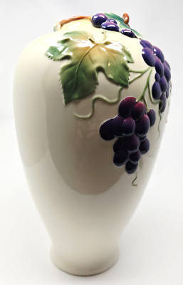 STUNNING Large 13'' Franz Porcelain Grape Vine Jug Style Vase FZ00151 MINT