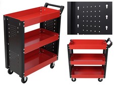 3 Tier Rolling Tool Cart Mechanic Tool Storage Cart on Wheels w/Pegboard 440lbs