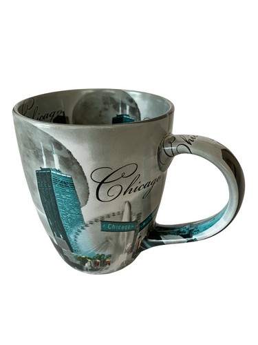Chicago City Scape Coffee Mug Cup All Over Print Ceramic 10oz Souvenir Travel - Picture 2 of 9