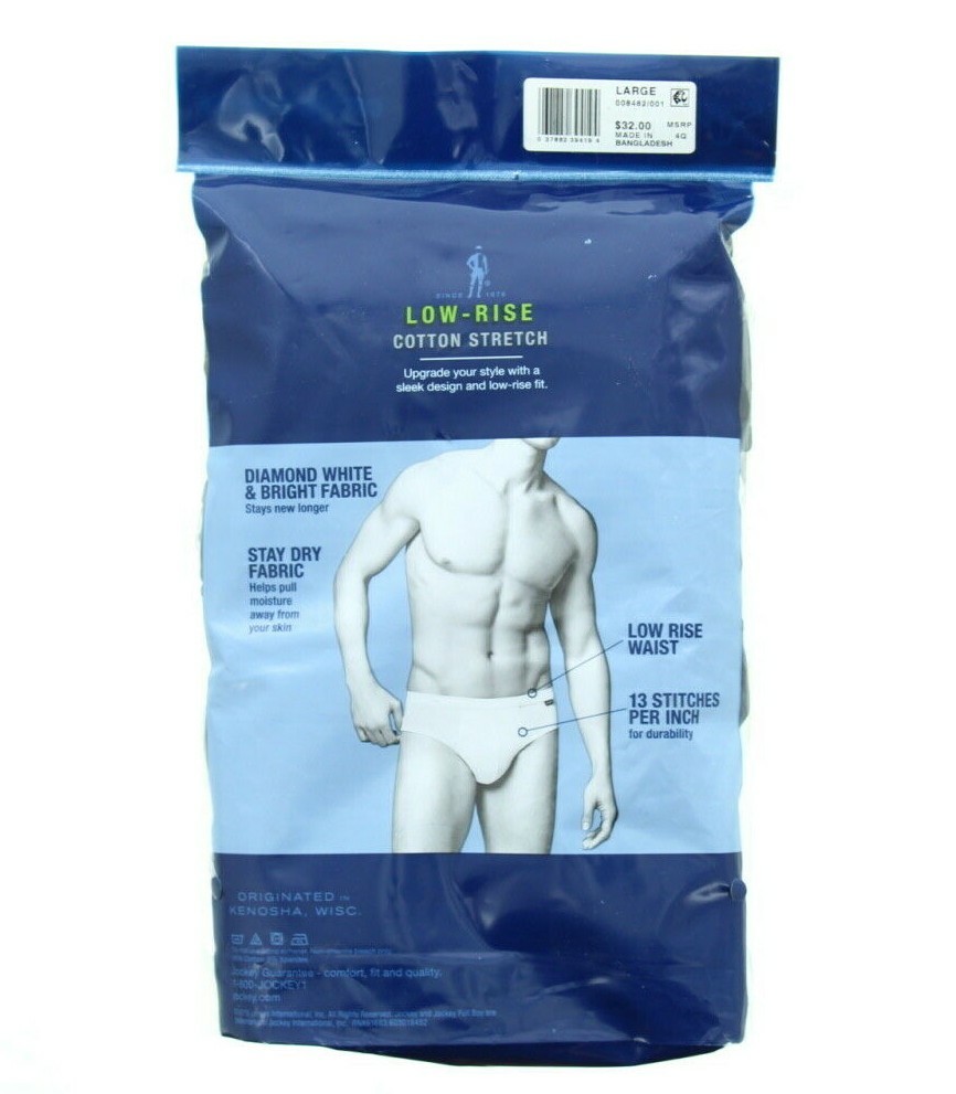 4 Pack Jockey Men's Low Rise Cotton Stretch Stay Dry Fabric Bikini