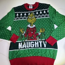 The Grinch ugly Christmas sweater Size medium  Never Naughty  NWOT Green Season
