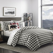 Eddie Bauer - King Duvet Cover Set, Cotton Reversible Bedding, Buffalo Plaid ...
