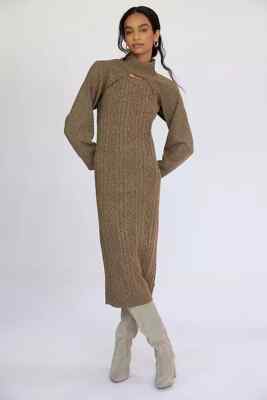 Anthropologie Current Air Cable-Knit Midi Sweater Dress Set 2 Piece Size XS  NWT | eBay