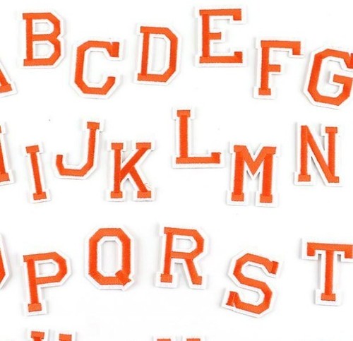 Orange A-Z Alphabet Letter Patches Embroidered Iron On Patch Diy Crafts - Picture 4 of 6