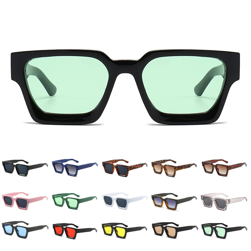 Retro Rectangle Sunglasses for Women Men Chunky Square Thick  display picture 3