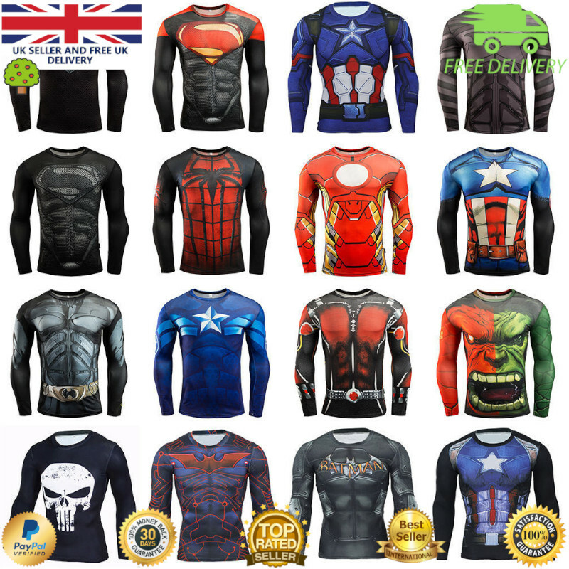 Top A Compressione Da Uomo Cross Fit MMA Ciclismo Corsa Cosplay Di Alta Qualità - Foto 4