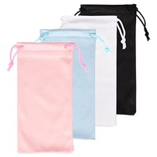 4PACK Sunglass Pouches Microfiber Cleaning Eyeglass Case Blue Pink White Black