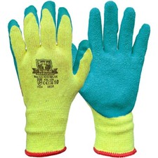 Safety Work Gloves Latex Coated Orange Rubber Heavy Duty Mens Builders Gardening