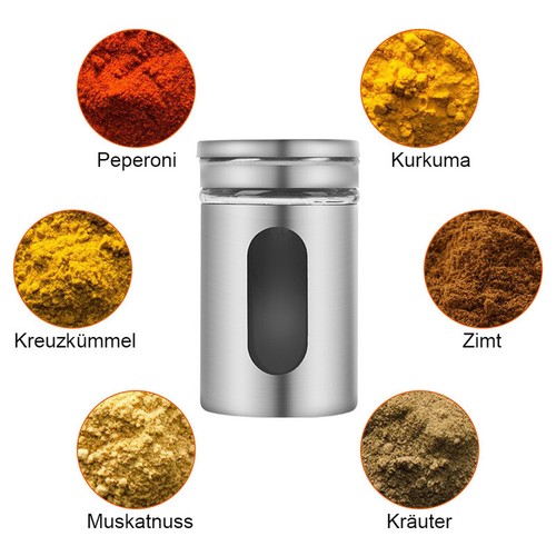 12X Gewürzstreuer Set Pfeffer Glas Salz Edelstahl Gewürzbehälter Vorratsgläser - Bild 5 von 12