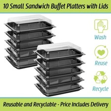 Small Sandwich Platters Catering Cake Buffet Party Platter 10 x Trays with Lids