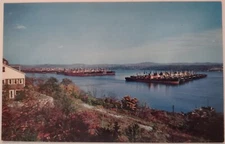 Vintage Postcard Cargo Ships WW 2 Jones Point New York AA21