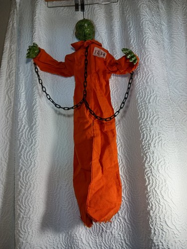 Halloween Zombie Prisionero Colgante de Pared Naranja Verde Macabro Movimiento de Risa 34" - Imagen 5 de 12