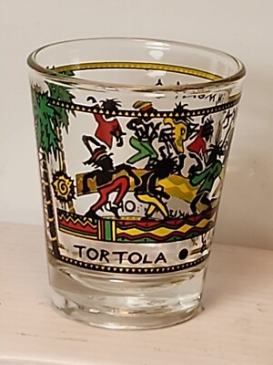 Tortola BVI Vikuin Orda Shotglass Shot Glass Colorful We Be Jammin' Dancing