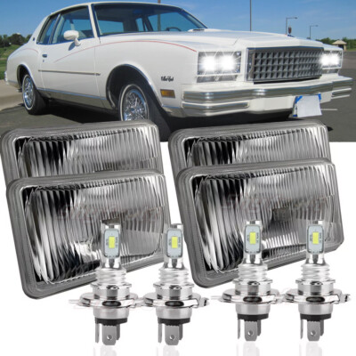 4PCS 4x6'' LED-Headlights DRL High-Low Beam For Chevrolet Monte Carlo 1980-1988