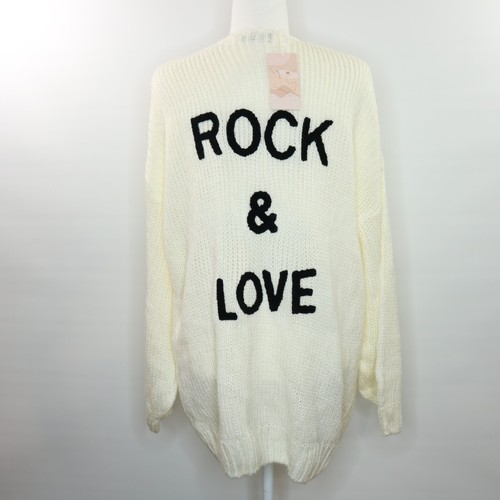 Fashion Rock and Love Strickjacke Pullover vorne offen creme/elfenbein GR L - Bild 4 von 12