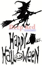 Deep Red Stamps Halloween Witch Rubber Cling Stamp