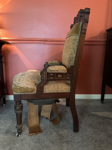 Antique Eastlake Victorian Parlor Chairs Late 19th Century with Casters Set of 2 - Picture 10 of 13