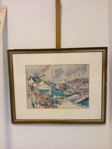 Cecile Johnson Market Place Bermuda 18"x14.5" Watercolor Print Signed & Framed
