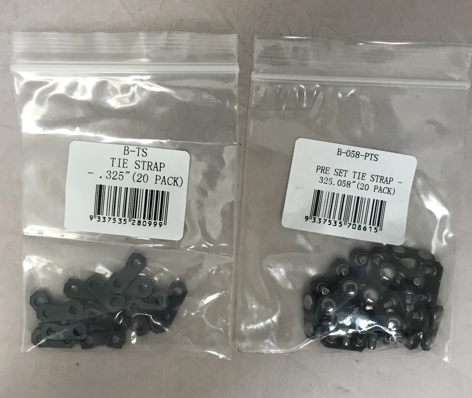 (40) Archer (20) .325-058 PRE-SET TIE STRAPS & (20) .325 TIE STRAP REPAIR LINKS