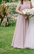 Jenny Yoo Vivienne Pleated Chiffon Gown - Size 8 - Dusty Rose