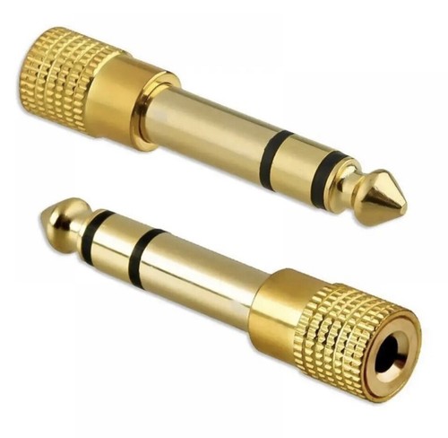 2X 2.89 3.5mm Jack a 6.35mm Estéreo Adaptador Auriculares Convertidor 6.3mm DORADO 1/4 - Imagen 2 de 2