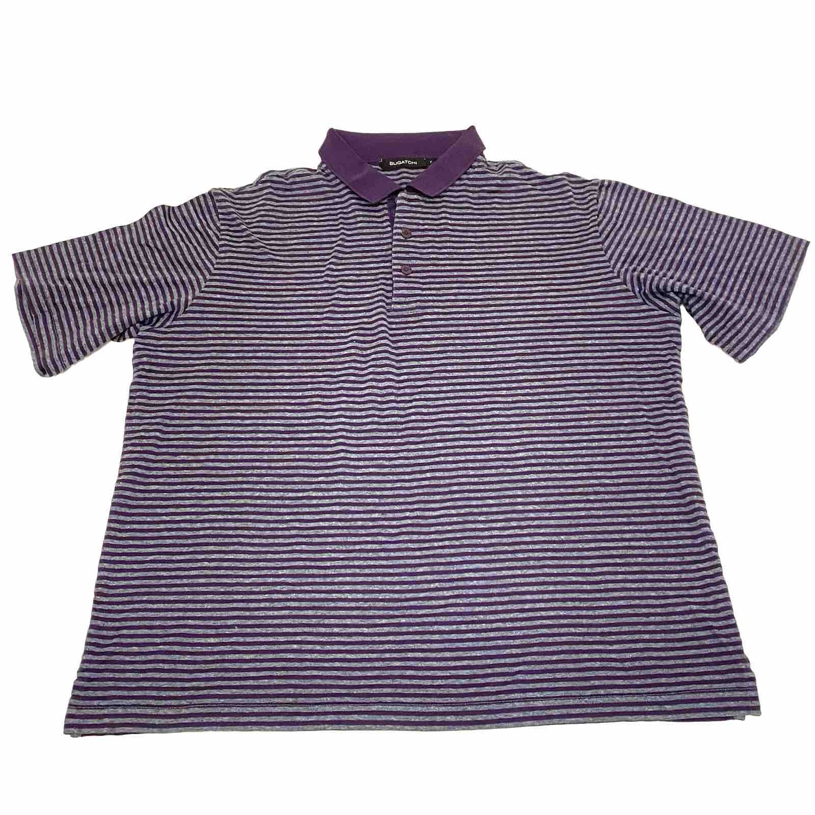 Bugatchi Performance Tech Purple Gray Stripe Polo… - image 1