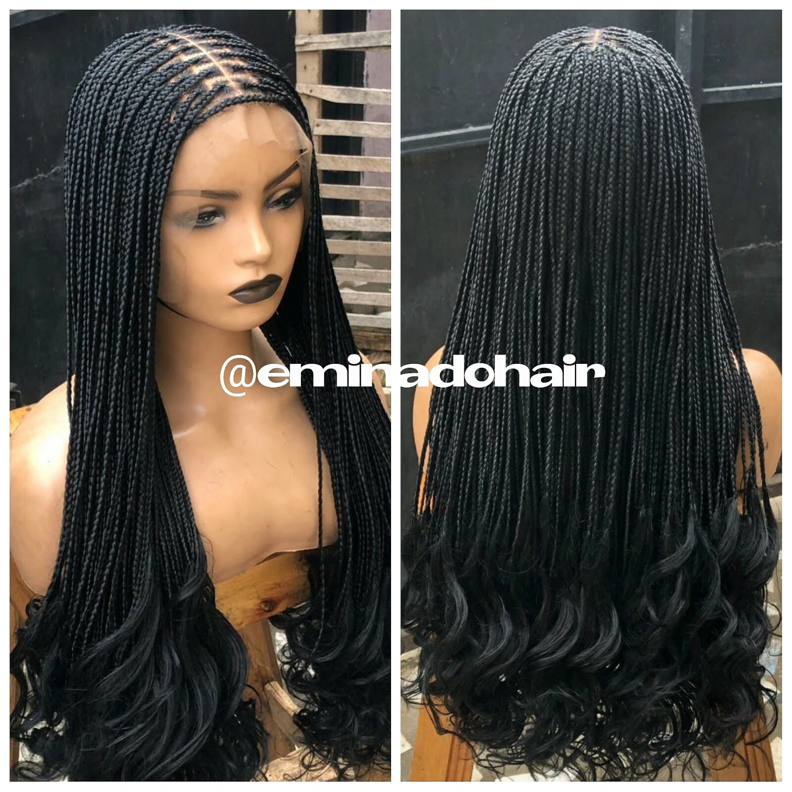 Pre Order! Braided Wig,full frontal wig, medium box braids,handmade,black  hair | eBay