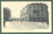 Piemonte. ASTI. Stazione e Palazzo Bosia. Cartolina d'epoca viaggiata nel 1918.