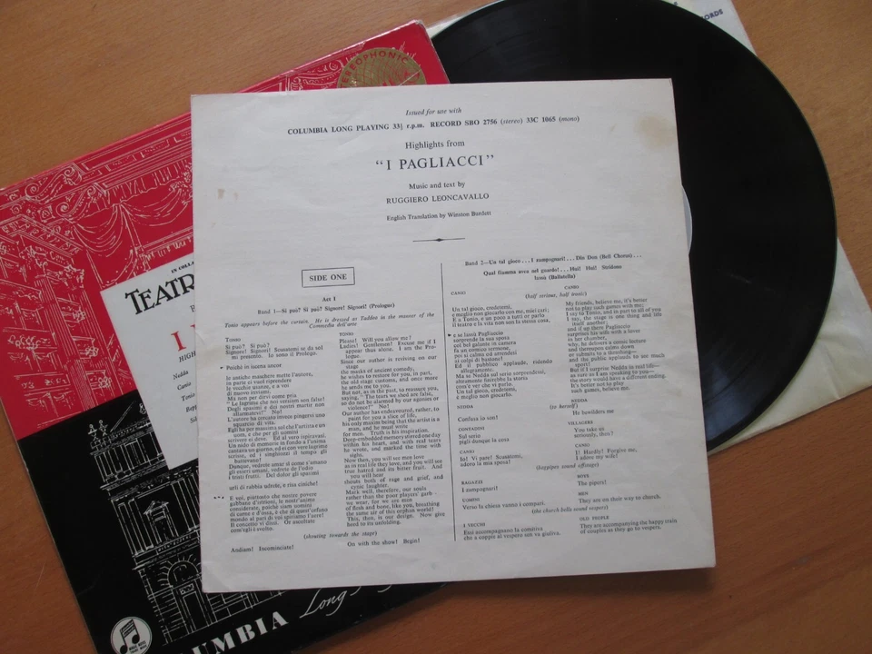 SBO 2756 I Pagliacci Highlights 10" Columbia 1st B/S Amara Corelli Matacic ED1 - Image 2 of 4