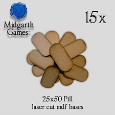 15x Pill 25x50mm MDF Bases Miniature Warhammer Laser Cut 40K FAST SHIPPING