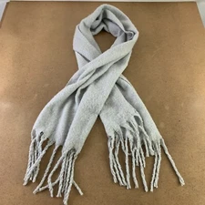 Women's Oversized Gray Cozy Knit Fringed Scarf New