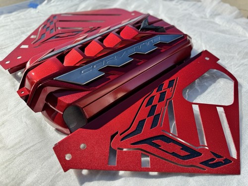 2020/24 CORVETTE C8 ENGINE COVER EDGE RED CARBON FLASH PANELS APPEARANCE PACKAGE