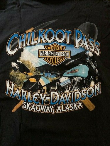 *PRE OWNED* HARLEY DAVIDSON CHILKOOT PASS SKAGWAY ALASKA BLK T-SHIRT XL XLARGE - Foto 3 di 3