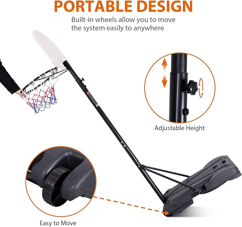 Basketball Hoop Height Adjustable 5.57 Ft Portable Basketball Goals