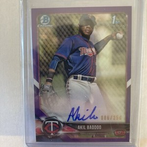 Akil Baddoo  rookie auto 2018 Bowman Chrome Purple Refractor /250