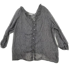 Avenue Women’s Plus Size 26/28 Polka Dot Lightweight Boho Blouse Top