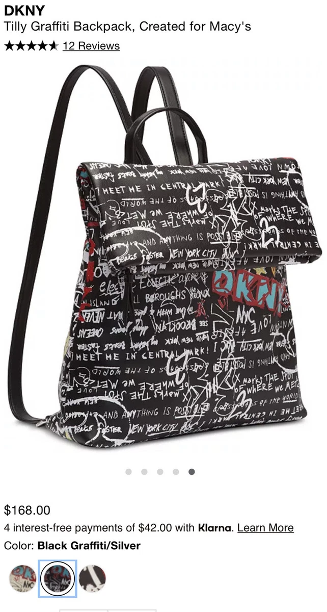 DKNY Tilly Graffiti Fold over Backpack Tote Purse New Without Tag