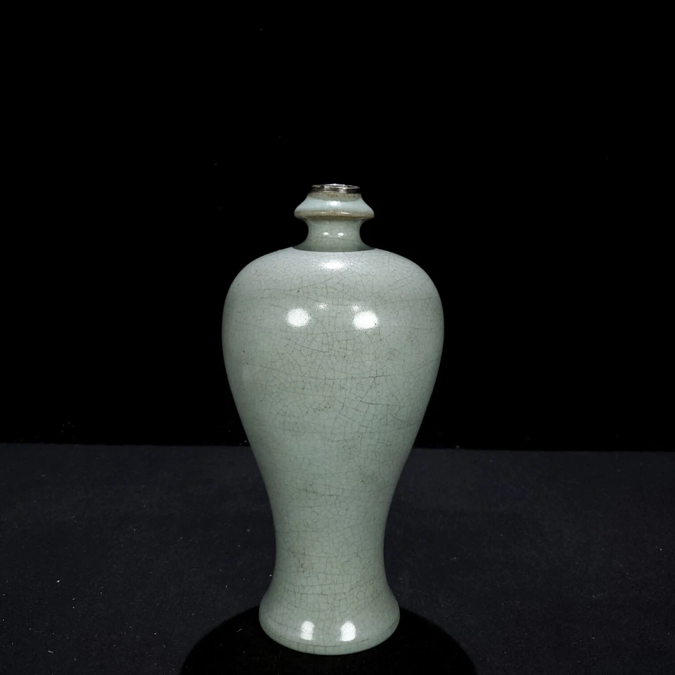 Jarrón de ciruela con boca de plata horno Song Ru porcelana antigua china de 9,1" Foto 3 de 4