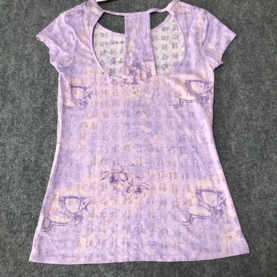 Camisa Top Orgánica Tierra Yoga Pequeña Corte Abierto Espalda Púrpura Asiática Sostenible Foto 4 de 4