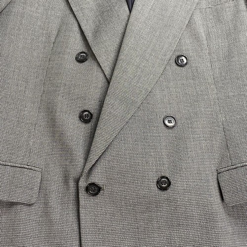 Haggar Imperial Blazer Suit Coat 44L Athletic Fit Black Gray Double Breasted USA - Picture 3 of 18