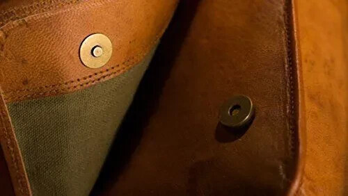 18" Messenger Men's Genuine Vintage Leather Laptop Briefcase Satchel Brown Bag - Picture 5 of 5