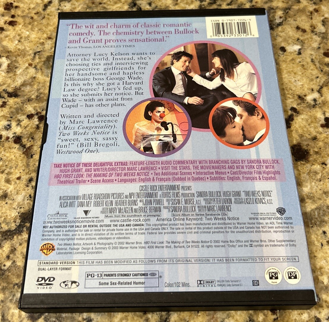 Two Weeks Notice (DVD, FULL FRAME) - SANDRA BULLOCK, HUGH