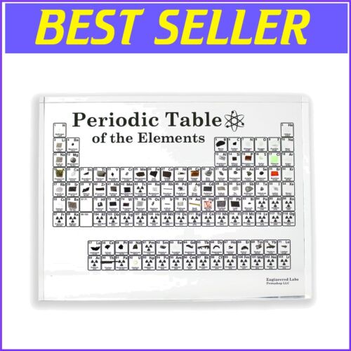 Elegant Acrylic Periodic Table of Elements with Real Samples - Education Decor