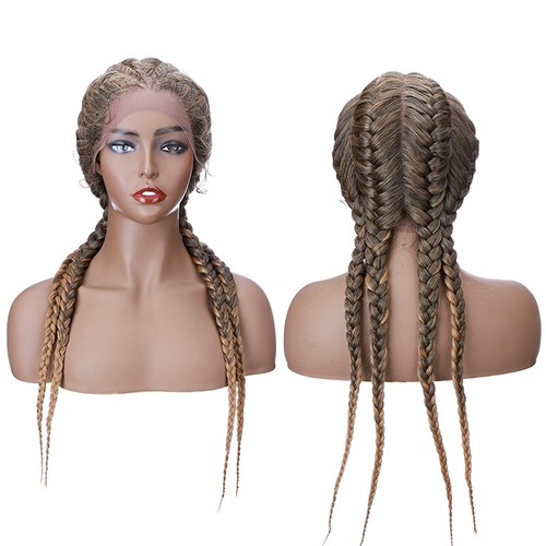 US Box Braided Wig Lightweight Micro Twist Cornrow Women Lace Braids Wig Ombre - Picture 29 of 128