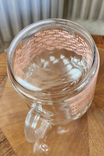 4pc Vintage Federal Glass Pink White Basket Weave Vines PITCHER JUICE TUMBLERS - Picture 12 of 13