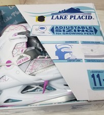 New Lake Placid Adjustable Ice Skates 11-1 Pink AND White NEW / K88