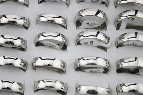 Fashion Wholesale Lots 100pcs Stainless Steel Smooth Simple Rings Free P&P - Picture 1 of 3